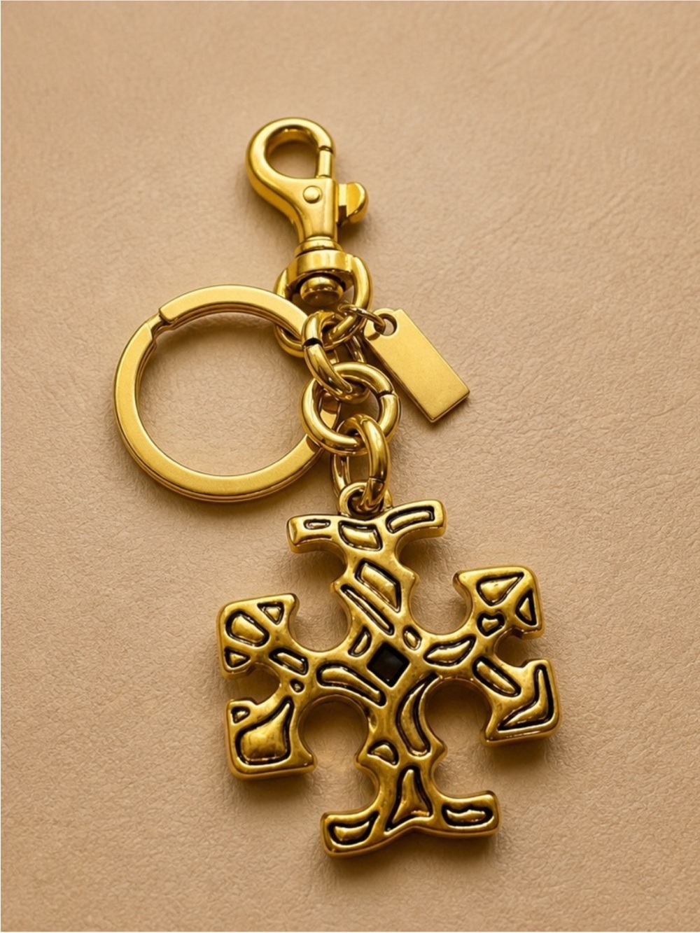 Tory Burch Gold-Tone Cross Charm Key Ring